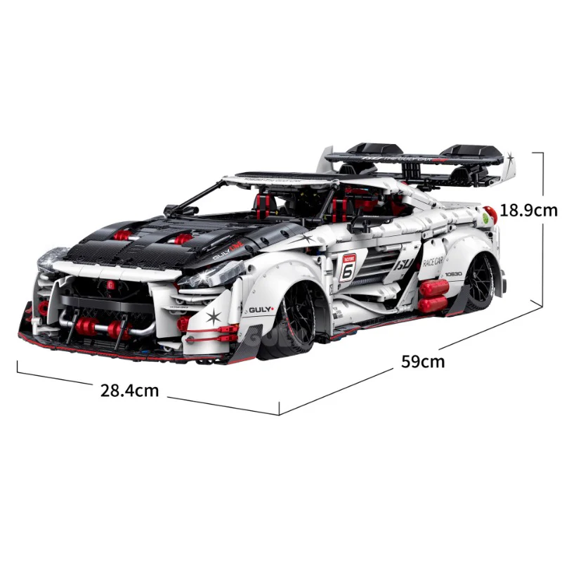 3939 pcs GULY 10630 Nissan GT-R supercar 1:8 - Image 6