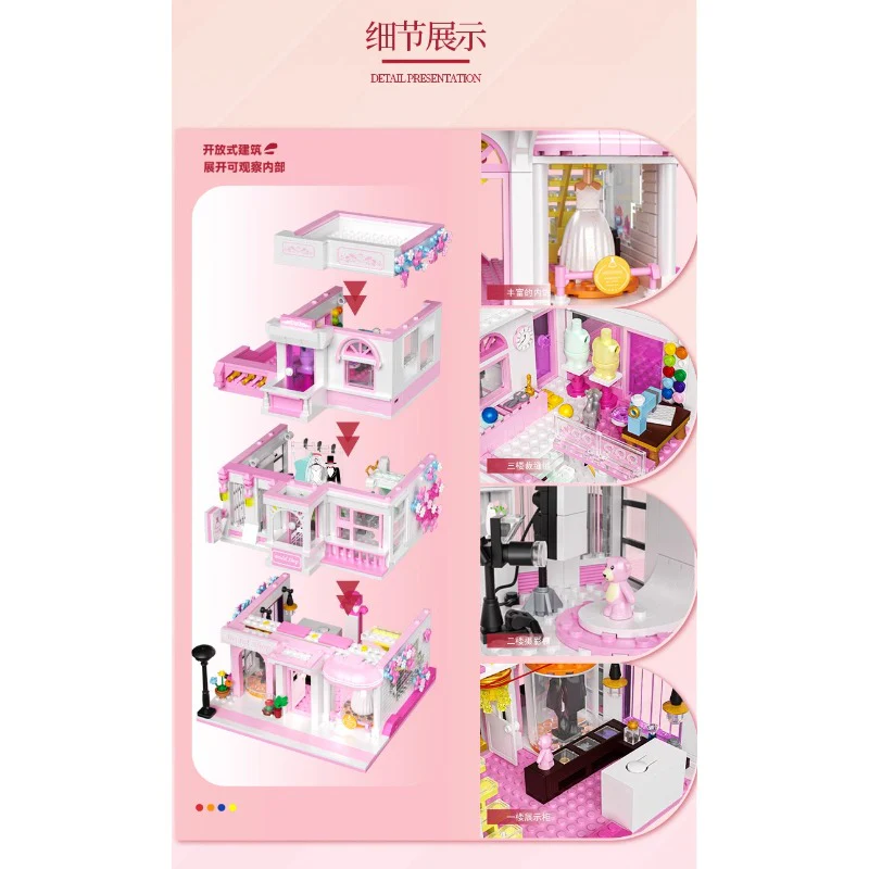 1004 pcs ZHEGAO 613032 Wedding dress parlor (Micro brick) - Image 4