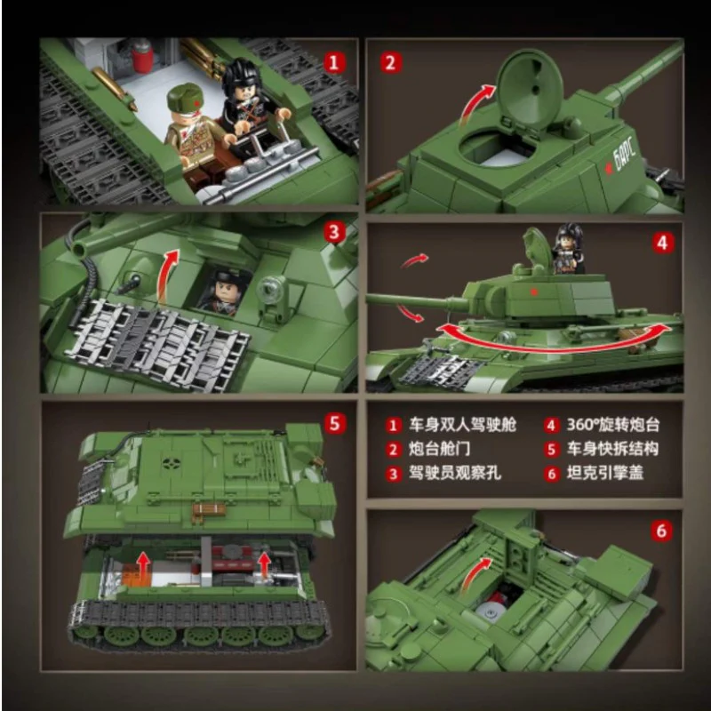 1013pcs QUANGUAN 100276 T34/76 medium tank (Model 1941) - Image 3