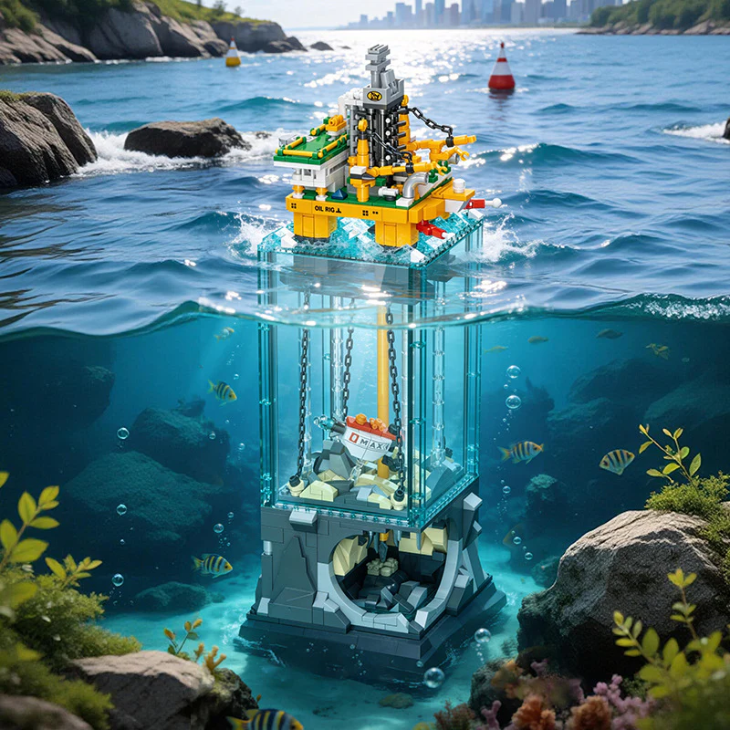 1064pcs JIESTAR JJ9215 Miniature Offshore Drilling Scene - Image 2