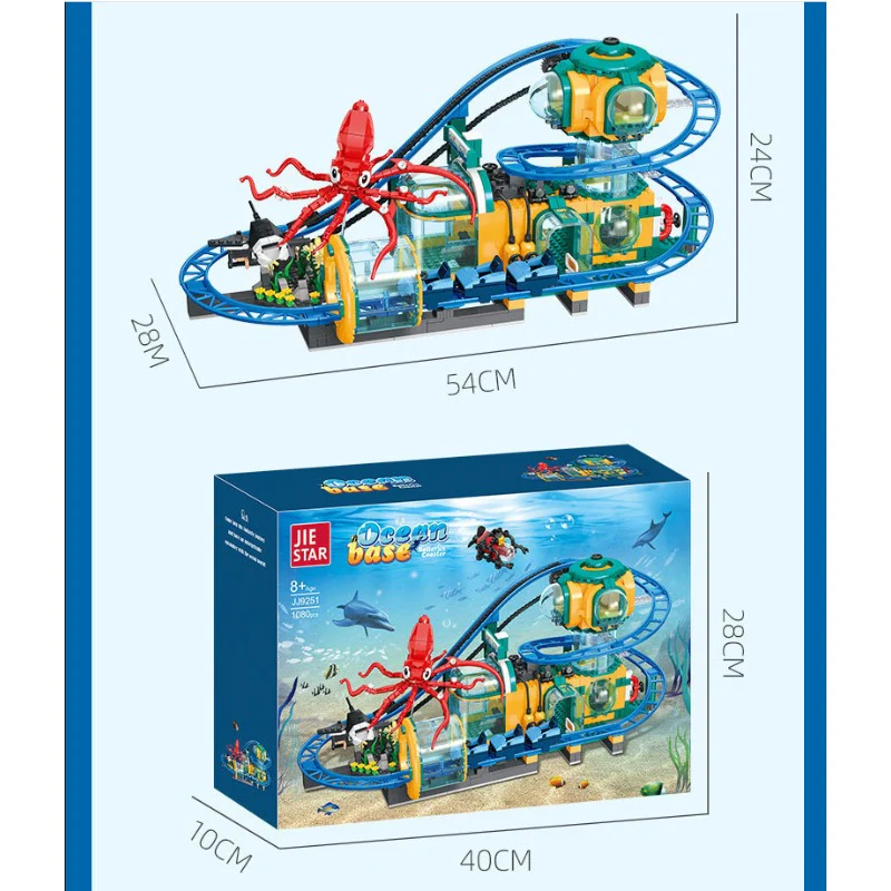 1080pcs JIESTAR Ocean Base Roller Coaster (Motorized Version) (Motor Included) - Image 7