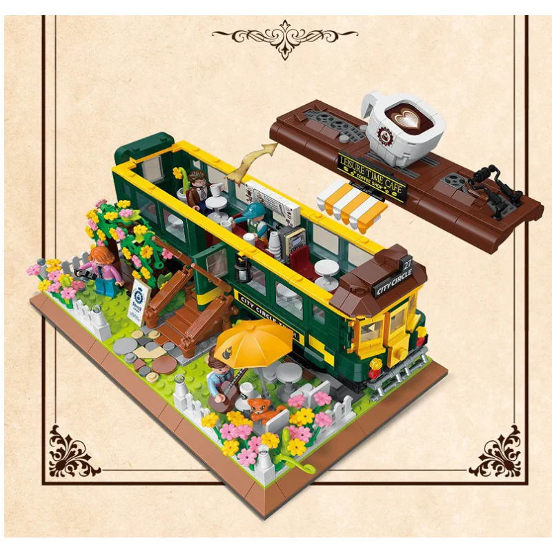 1081PCS DZ6002 ZHEGAO  Train Coffee House(MINI Bricks) - Image 3