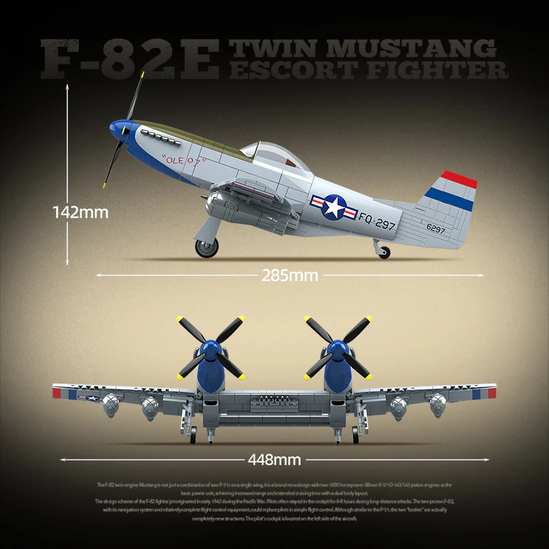 1107pcs QUANGUAN 100281 F-82E TWIN MUSTANG ESCORT FIGHTER - Image 4