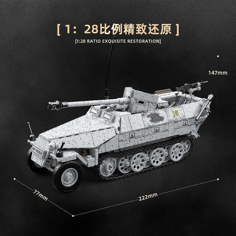 1123pcs QUANGUAN 100320 Sd.Kfz.251/22 Ausf.D "PAKWAGEN" 1:28 - Image 3