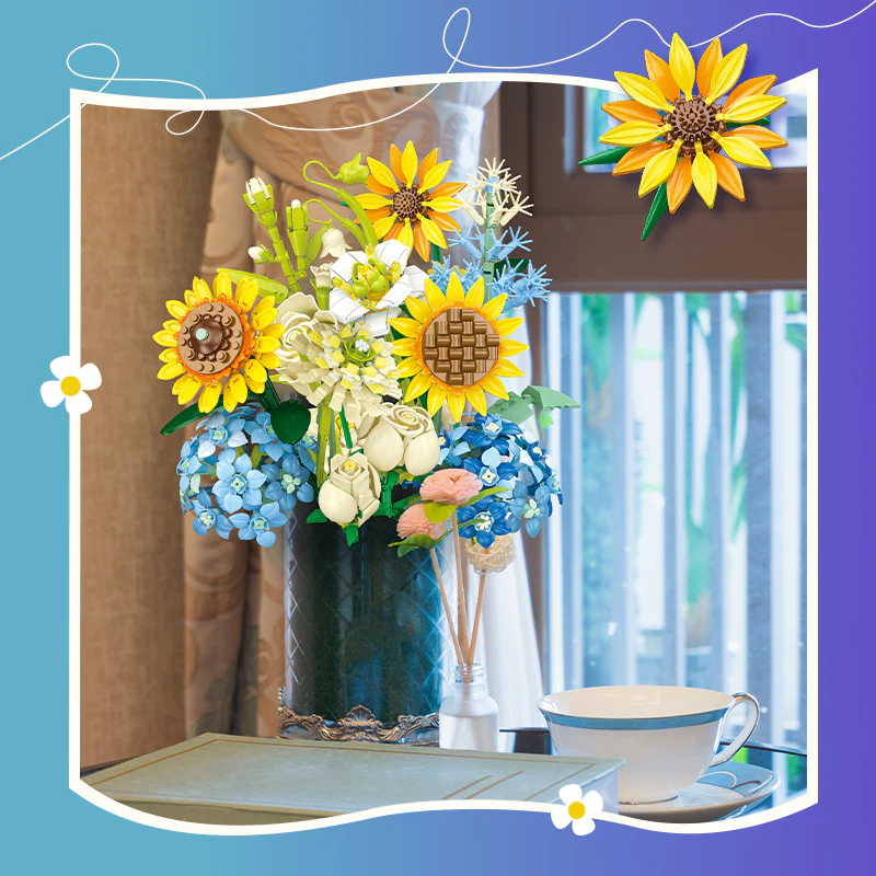 1124pcs JIESTAR JJ9196 Sunflower Bouquet - Image 4