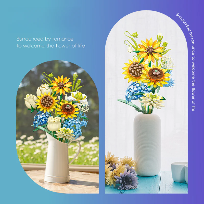 1124pcs JIESTAR JJ9196 Sunflower Bouquet - Image 6