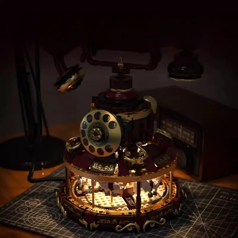 1130pcs HUIYOYOYI H1014 DREAMY VINTAGE TELEPHONE CAROUSEL - Image 4