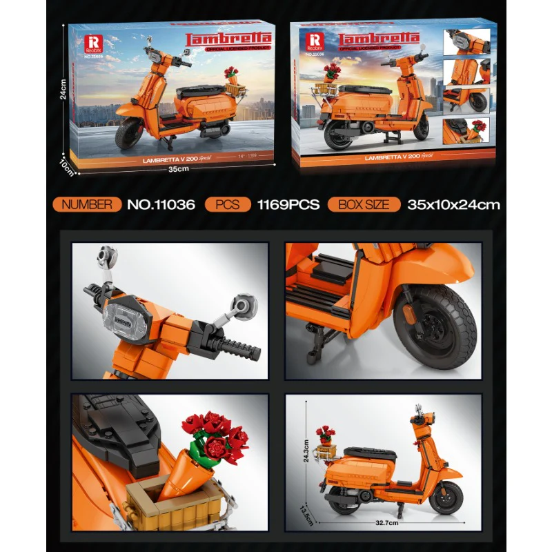1169pcs Reobrix 11036 11037 Lambretta V200 1:5 - Image 3
