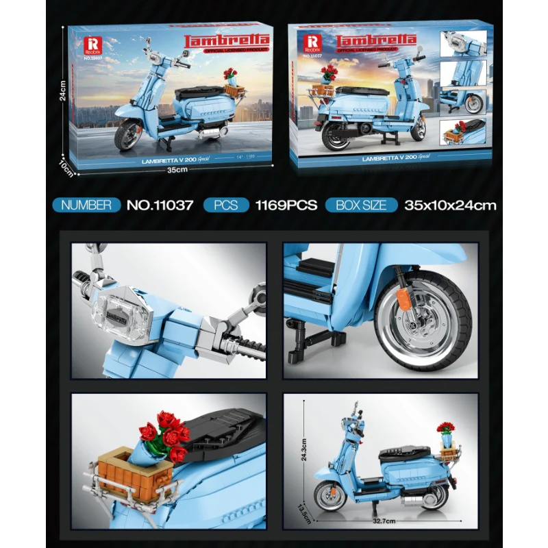 1169pcs Reobrix 11036 11037 Lambretta V200 1:5 - Image 4