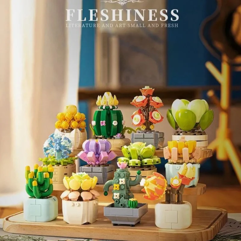 1195pcs Succulent Plant Building Blocks Set, 12 Different Kinds Of Small Bonsai - Image 2