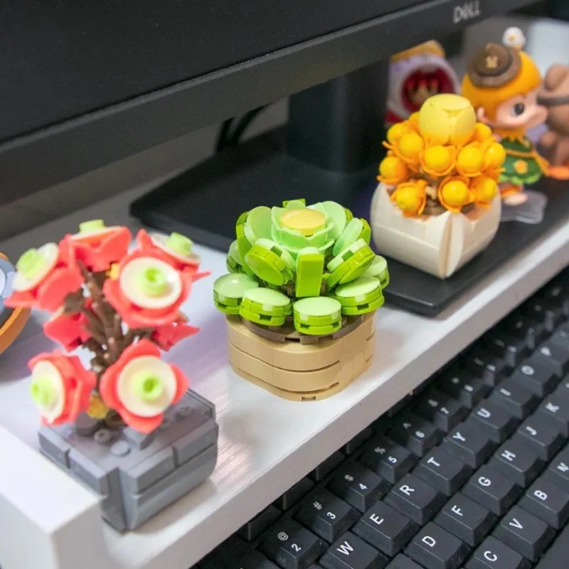 1195pcs Succulent Plant Building Blocks Set, 12 Different Kinds Of Small Bonsai - Image 4