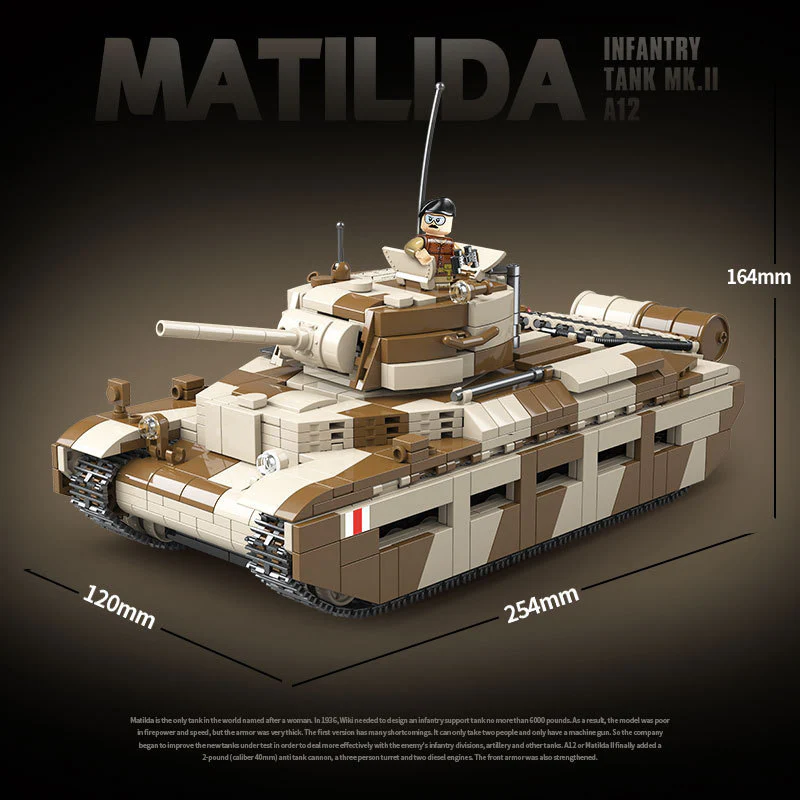 1211PCS QUANGUAN 100236 Matilida Infantry Tank MK.II A12 - Image 4