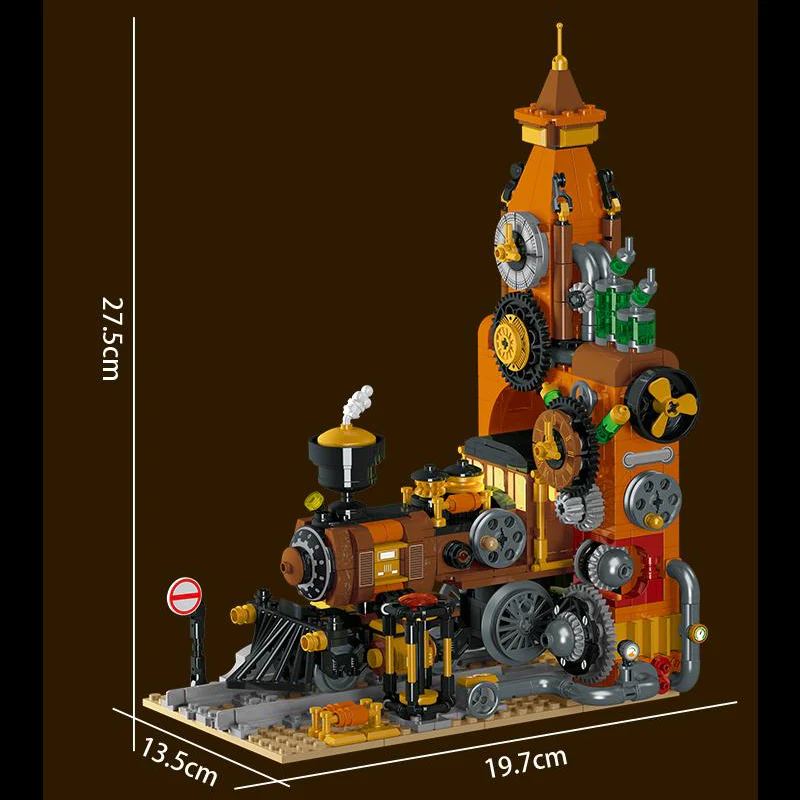 1252pcs XMORK 028005 Steampunk Train Bookends - Image 3