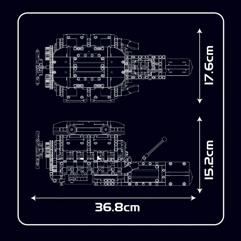 1260 pcs MouldKing 10202 Lambo Supercar V12 Engine + Transmission (motor drive) - Image 7