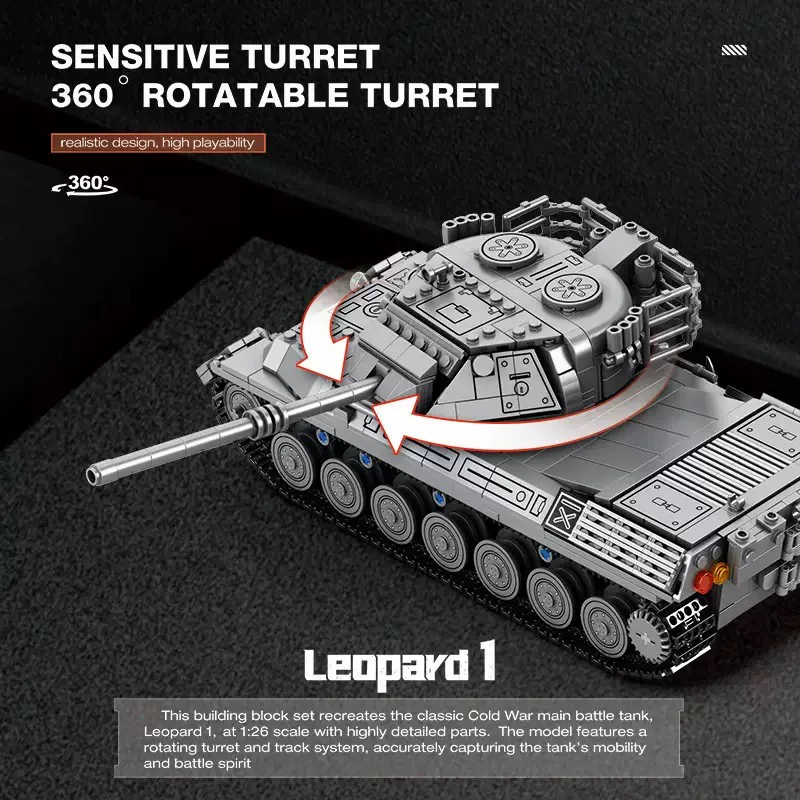 1273PCS Reobrix 77038 Leopard Main Battle Tank 1:26 - Image 3