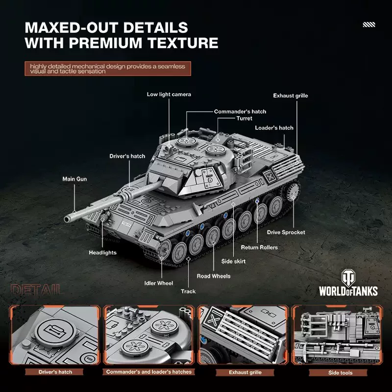 1273PCS Reobrix 77038 Leopard Main Battle Tank 1:26 - Image 4