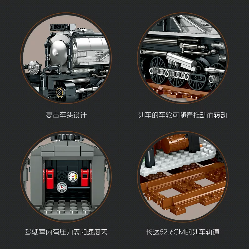 1277pcs JIESTAR Steam Train - Image 2