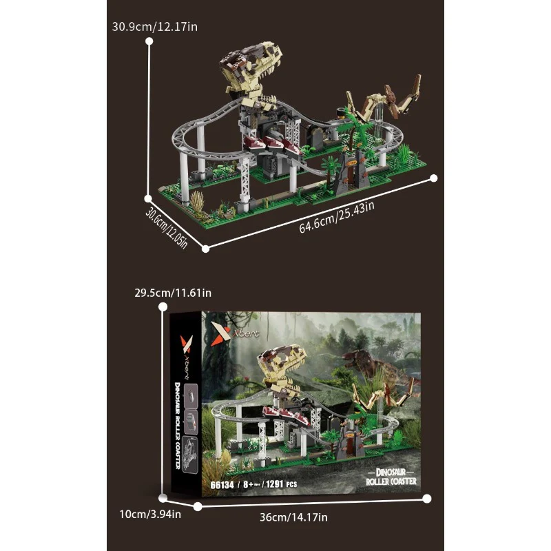 1291pcs JIESTAR 66134 Dinosaur Roller Coaster - Image 6