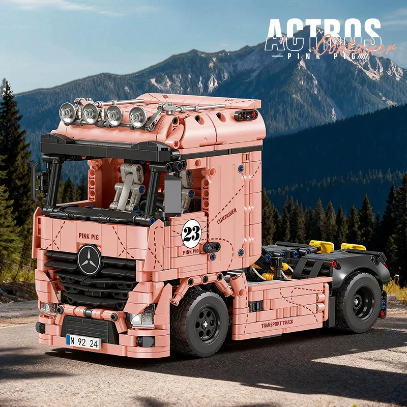 1296pcs JIESTAR JJ9224 Semi Truck Tractor – Pink Pig - Image 2