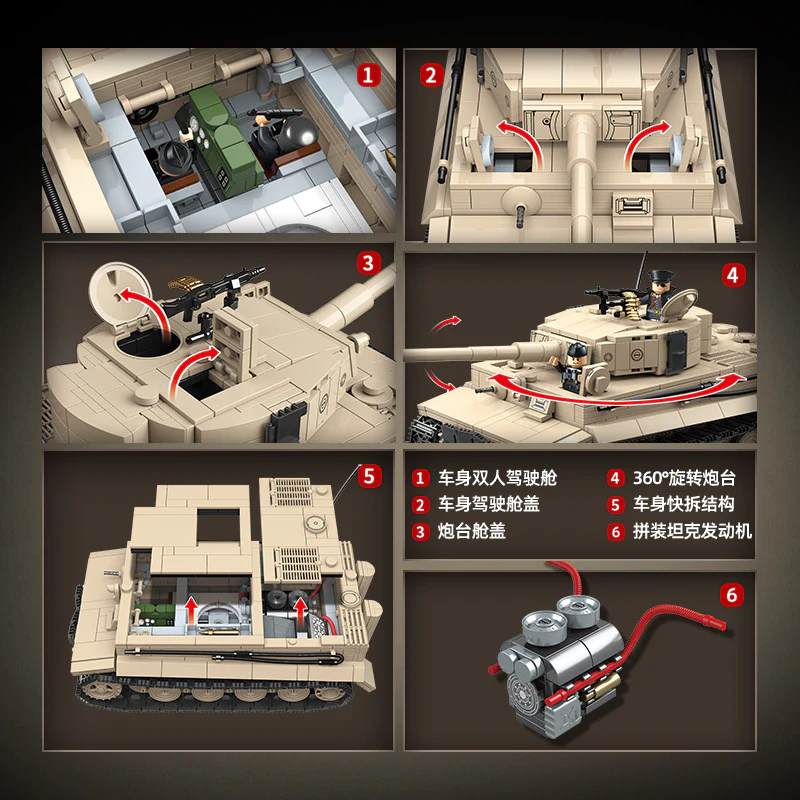 1361 pcs QUANGUAN 100233 Tiger I heavy tank - Image 3