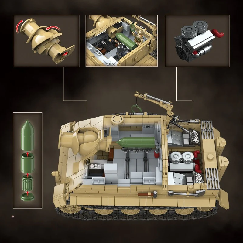 1394pcs QUANGUAN 100314 STURMTIGER German 38cm Assault Mortar - Image 5