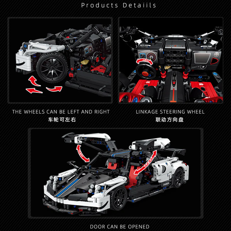 1443PCS Caco C017 Pagani Roadster Super Car 1:14 - Image 4