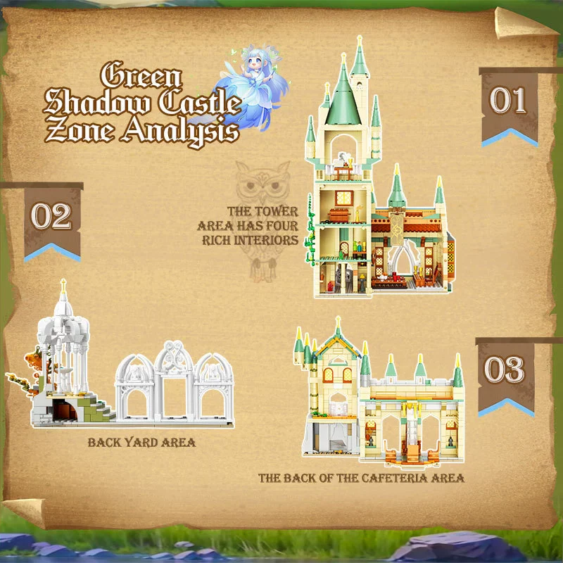 1515 pcs ZHEGAO 643000 Green Shadow Castle （micro bricks) - Image 4