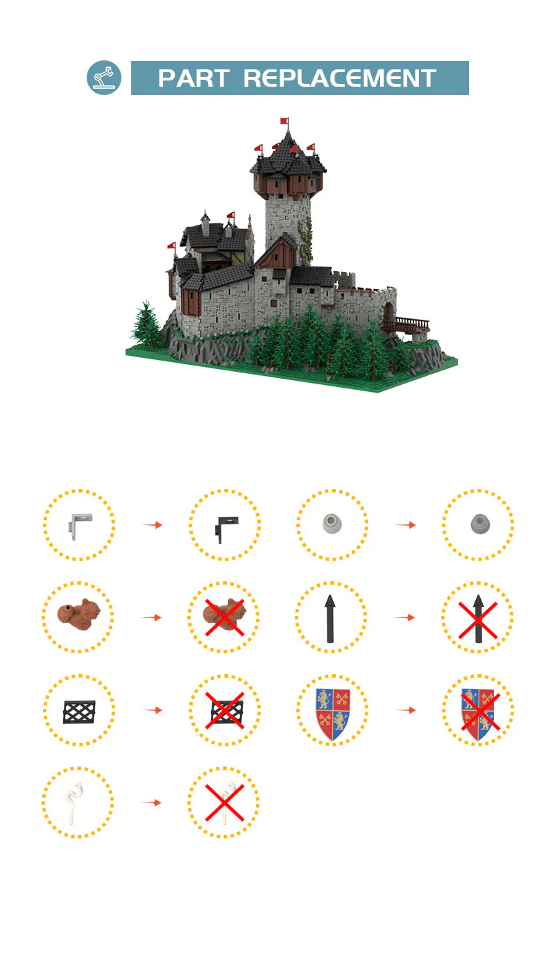 15539pcs MOC-65340 Burg Falkenstein, Medieval Castle in Carinthia, Austrian Alps (PDF instructions + Digital model) - Image 4