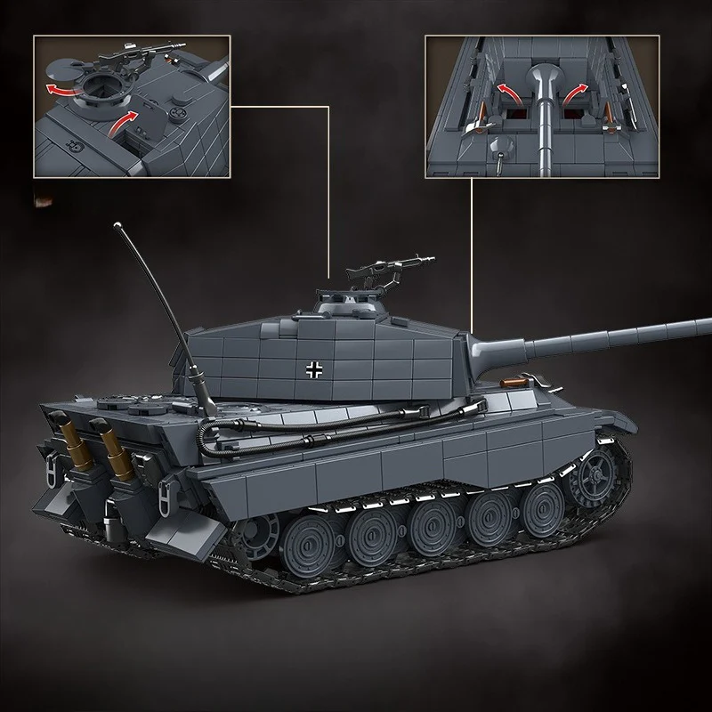 1563pcs QUANGUAN 100301 TIGER II  Pz.Kpfw VI Ausf.B Tiger II (Sd.Kfz.182) [Late] - Image 4