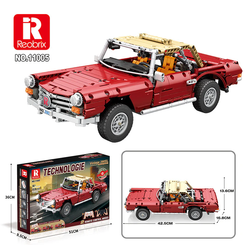 1578PCS Reobrix RB11005 Vintage Mercedes Benz 280SL Dynamic - Image 6