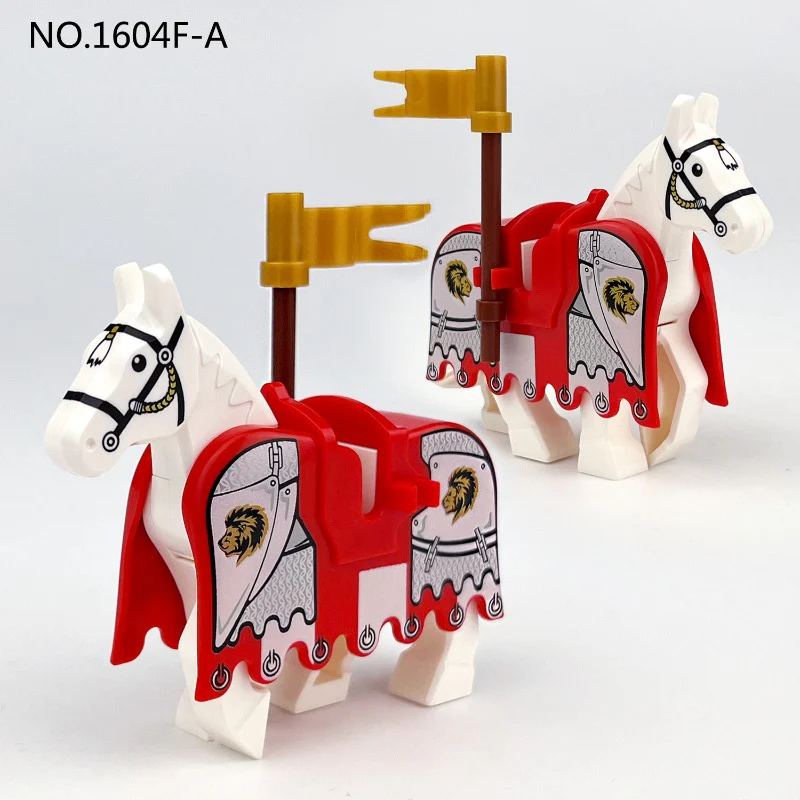 1604F-A 1604F-B 1604F-C Medieval blue lion, red lion, black eagle warhorse minifigures - Image 2