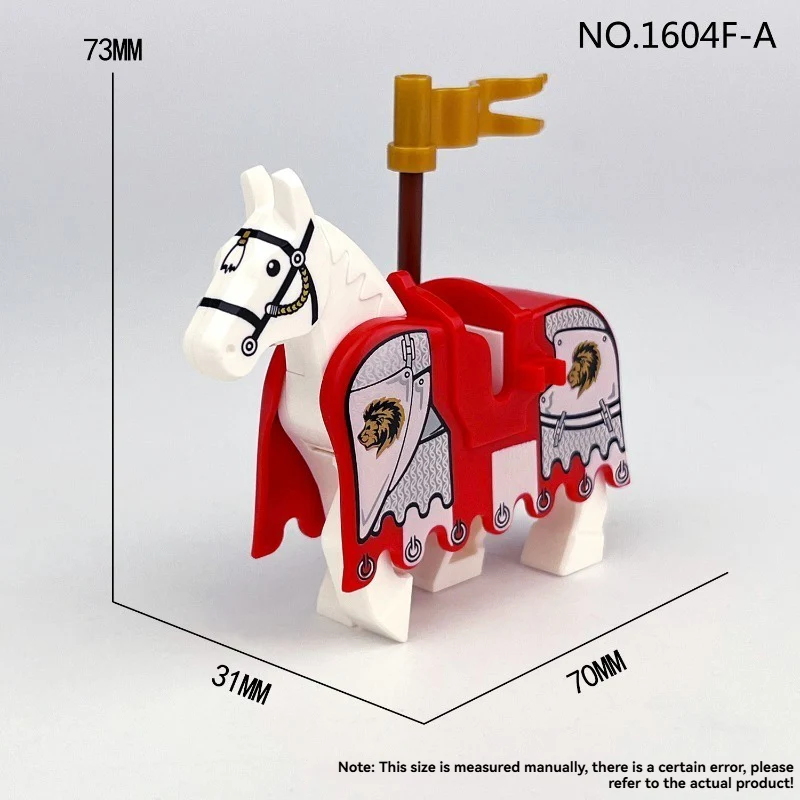 1604F-A 1604F-B 1604F-C Medieval blue lion, red lion, black eagle warhorse minifigures - Image 4