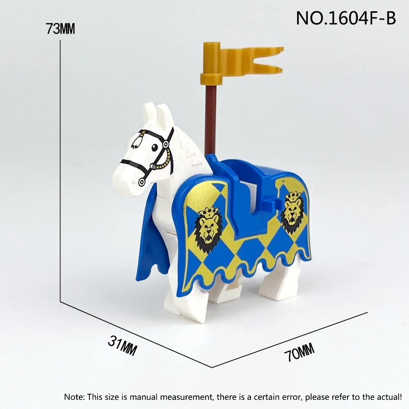 1604F-A 1604F-B 1604F-C Medieval blue lion, red lion, black eagle warhorse minifigures - Image 5