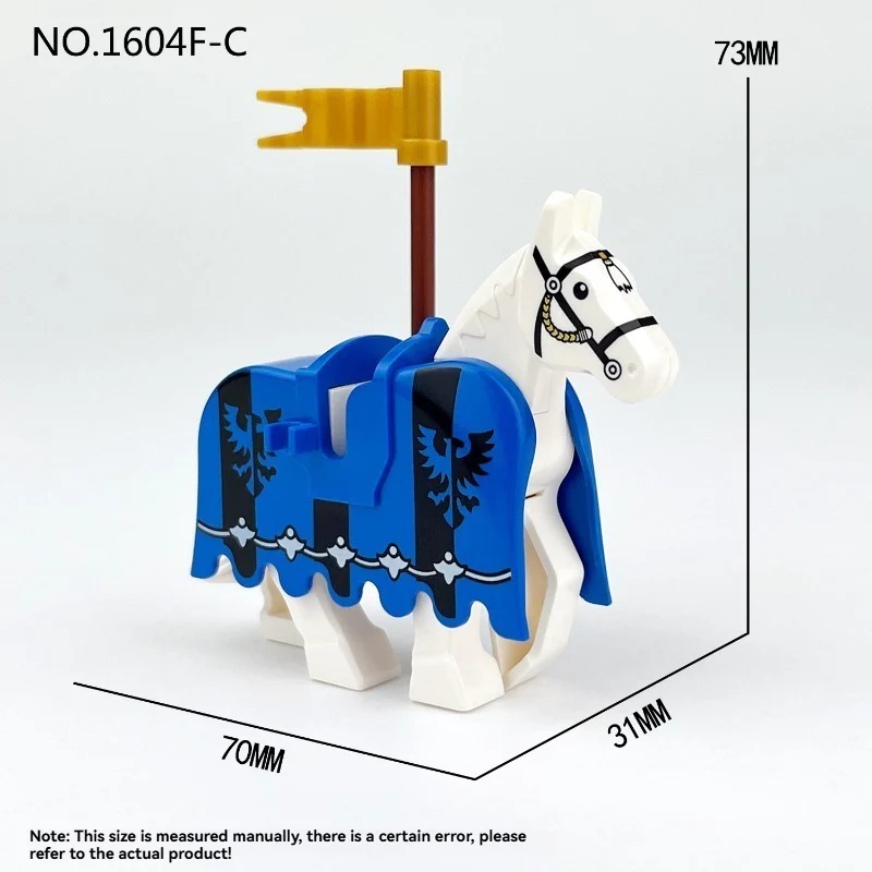 1604F-A 1604F-B 1604F-C Medieval blue lion, red lion, black eagle warhorse minifigures - Image 6