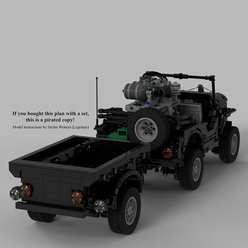 1615pcs  MOC-44696 Jeep Willys (Paramedic Version) with Trailer - Image 3