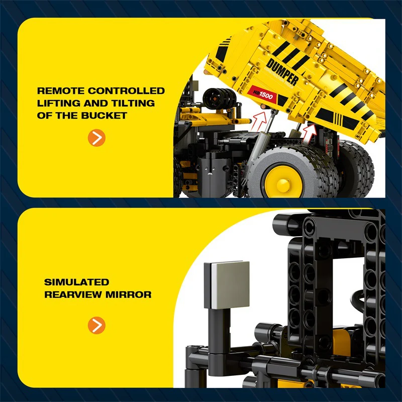 1622 pcs Reobrix 22025 Caterpillar 797 Mining Truck / Dump Truck Full RC - Image 4