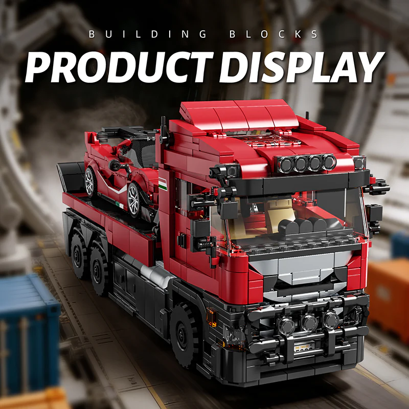 1728 pcs 12GO Trailer Set (Scania tractor unit + red Ferrari sports car) - Image 2