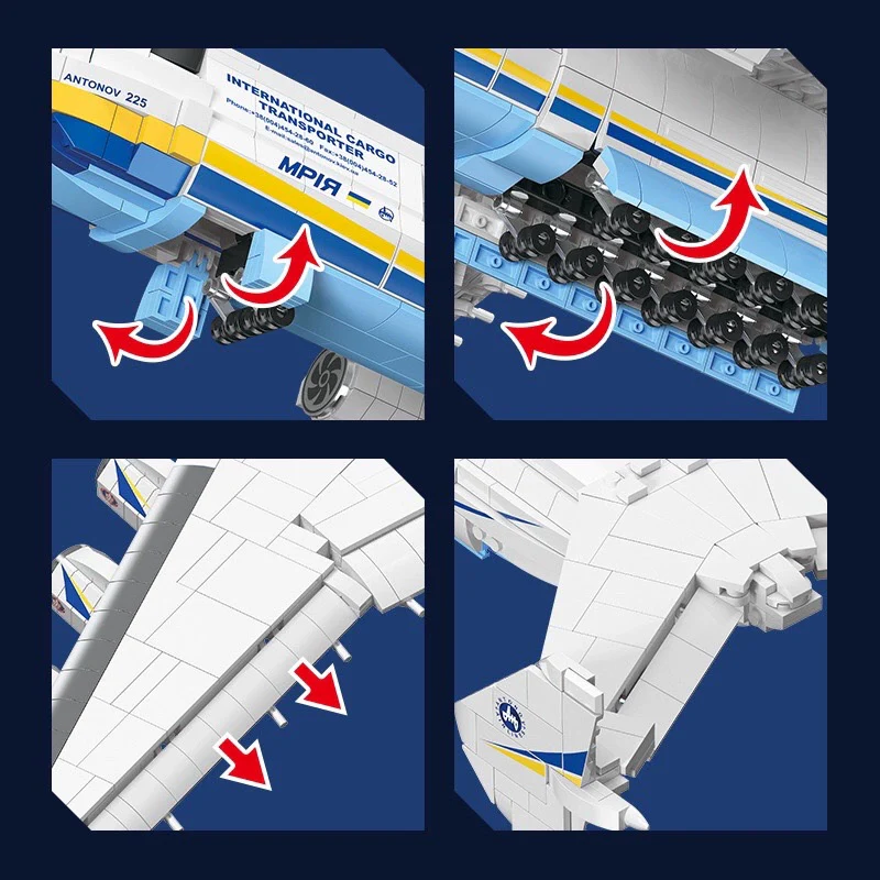 1728 pcs JIESTAR JJ9093 AN-225 Large transport plane 1:135 - Image 4
