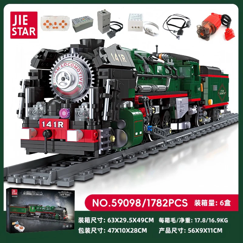 1782 pcs JIESTAR 59098 French 141R steam locomotive Vintage steam train - Image 5