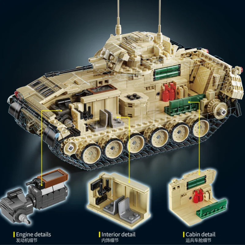 1860 pcs 12GO 96007 M2 Bradley Armored Vehicles - Image 5
