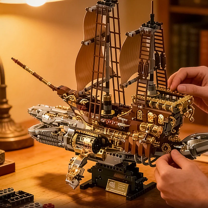 1979pcs HUIYOYOYI H1002 Steampunk Series – Vintage Steam Whale Ship - Image 4