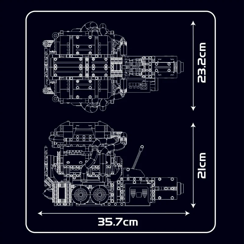 2024 pcs MouldKing 10201 BUG Supercar W16 Engine + Transmission(motor drive) - Image 6
