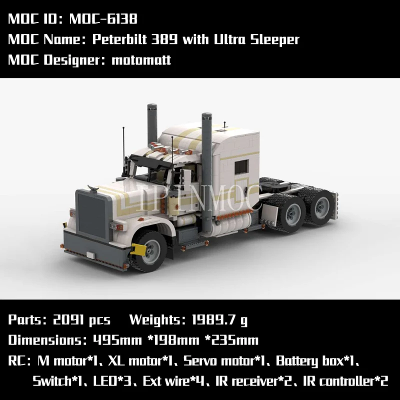 2085PCS MOC-6138 Peterbilt 389 & 2631PCS MOC-7501 1:17 Fuel Trailer - Image 3