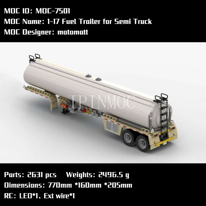 2085PCS MOC-6138 Peterbilt 389 & 2631PCS MOC-7501 1:17 Fuel Trailer - Image 4