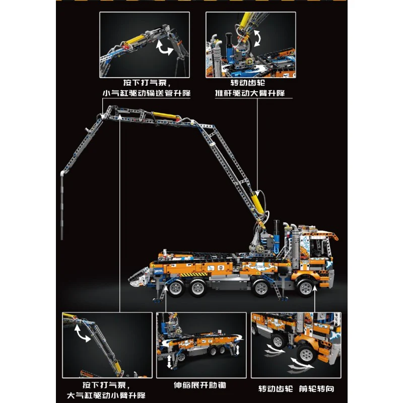 2132PCS 19014S MOULDKING Pneumatic Concrete Pump Truck without Power Function - Image 4
