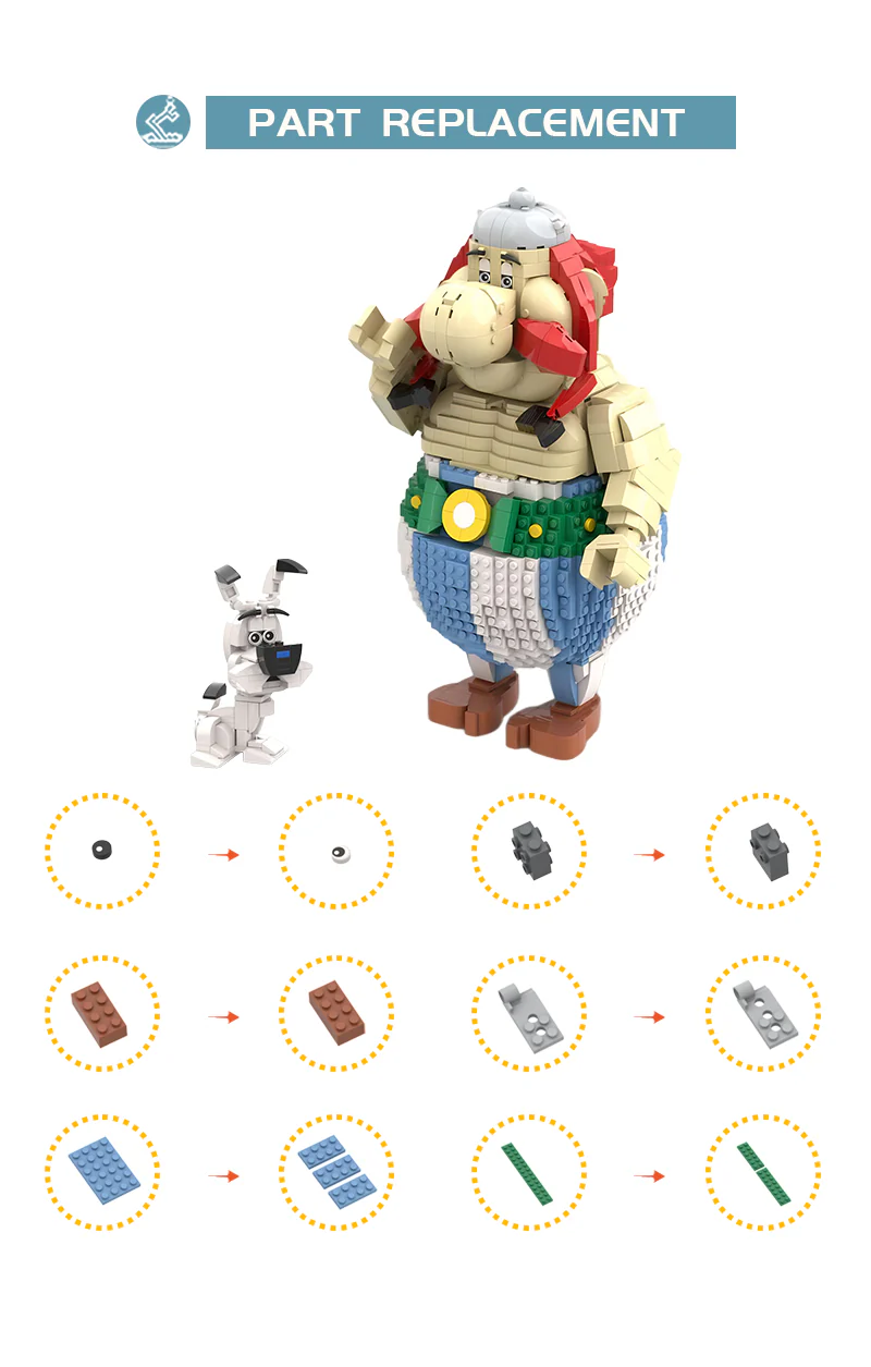 2115PCS MOC-174219,MOC-168311,Asterix the Gaul(Obelix,Idefix/Dogmatix) - Image 4