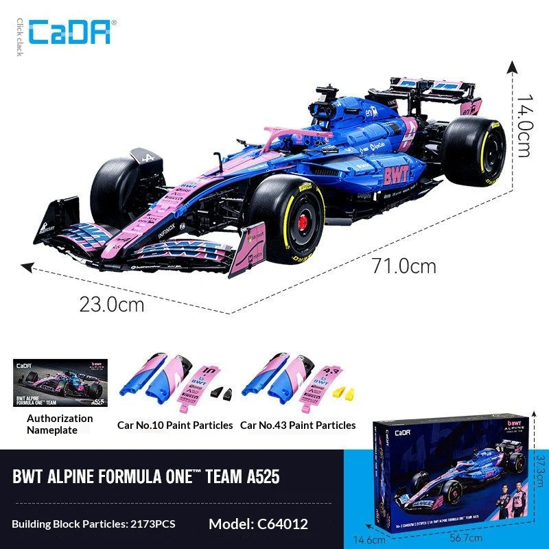 2173 pcs CaDA C64012 BWT ALpine Formula One Team A525 1:8 - Image 8