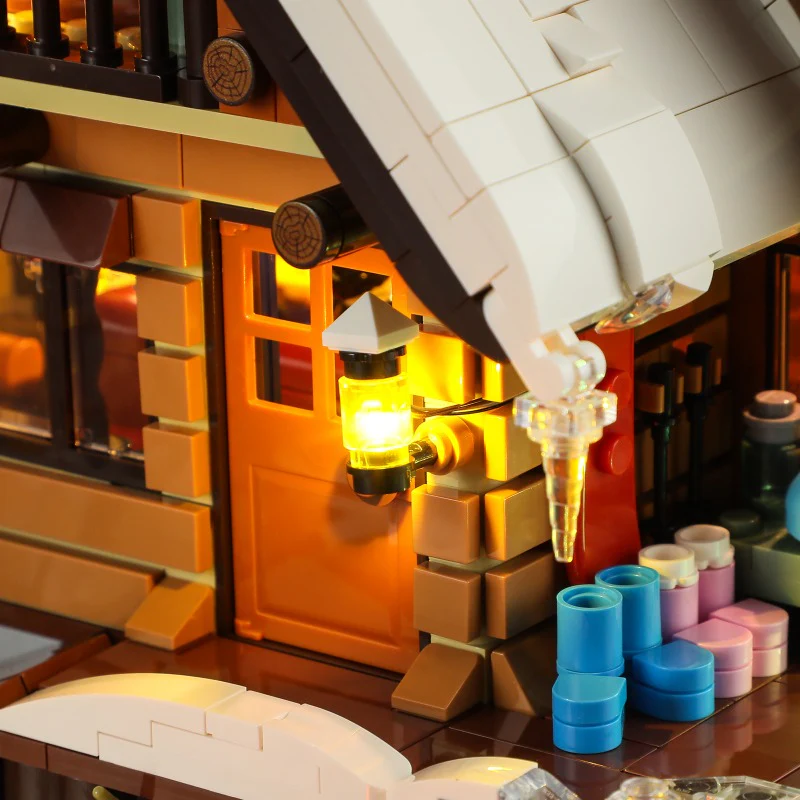 2187 pcs FunWhole F9041 Vintage house: Ski Hut  With lights - Image 11