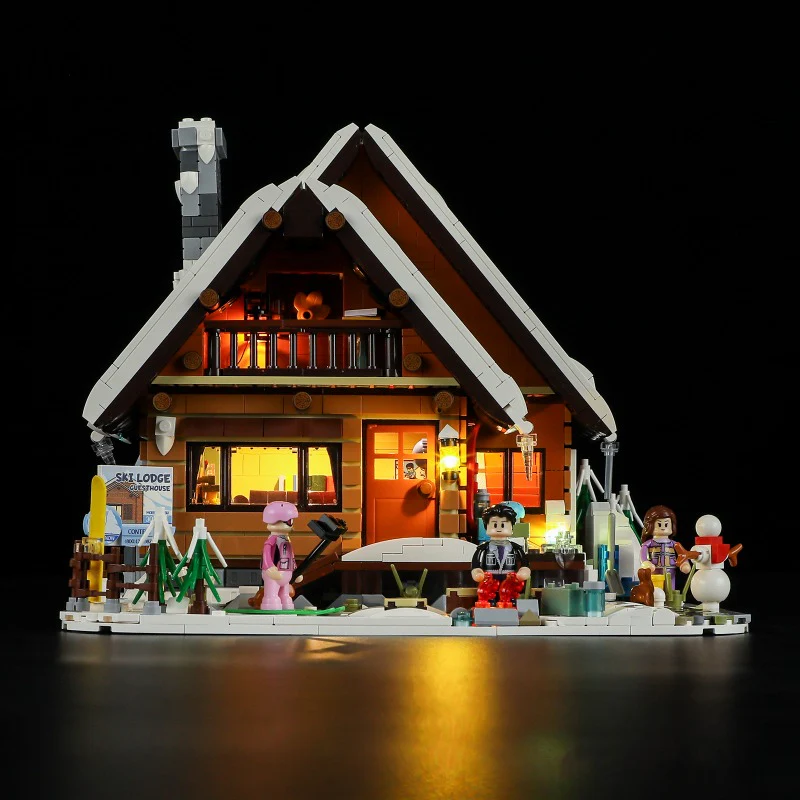 2187 pcs FunWhole F9041 Vintage house: Ski Hut  With lights - Image 15