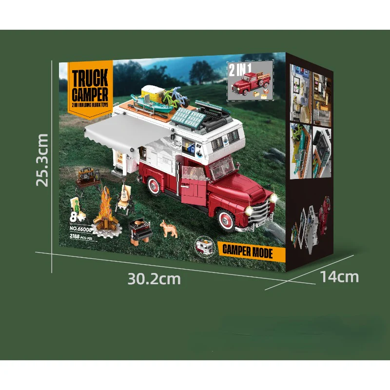 2188Pcs WGC 66008 Camper Kit 2 in 1 - Campervan & Farm Truck - Image 5
